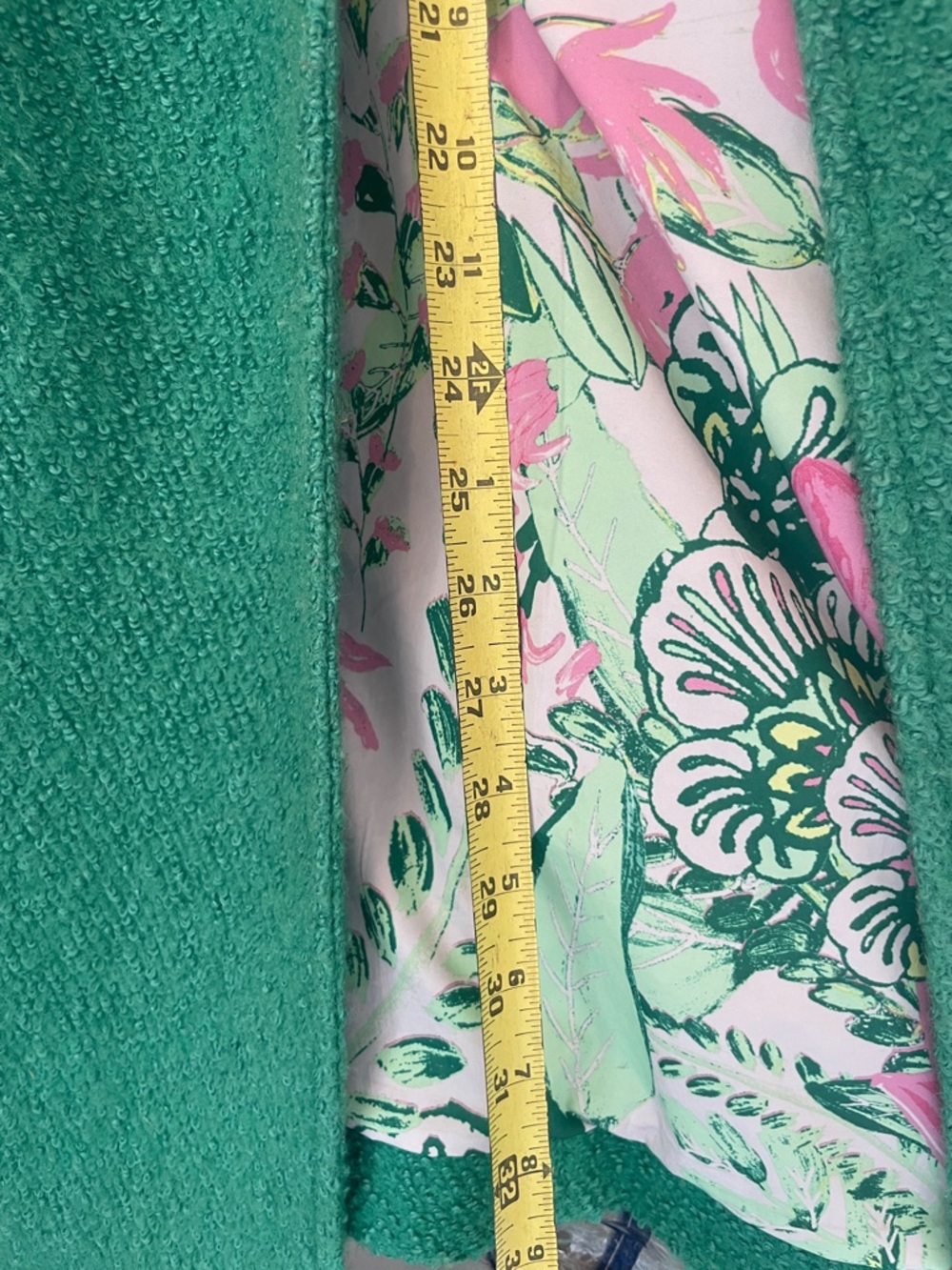 Women’s Green Bouclé Coat with Floral Lining - Picture 12 of 12